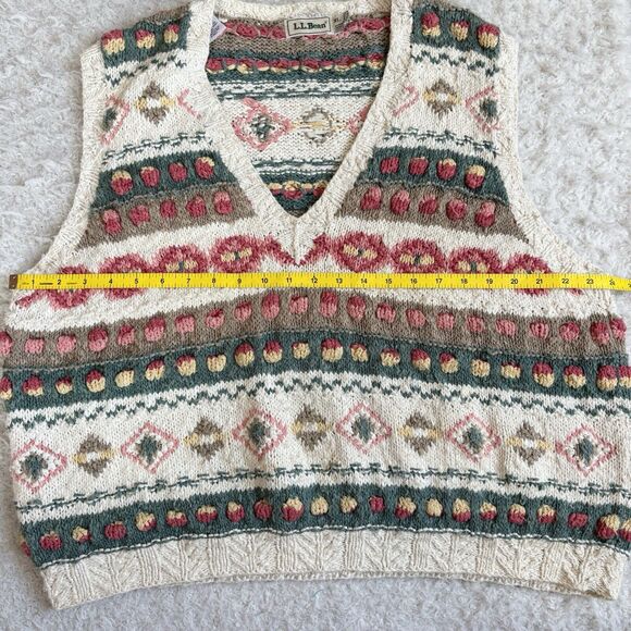 LL Bean Fair Isle Sweater Vest XL Vtg Hong Kong Knit Rare Unisex Preppy Spring - Picture 7 of 12